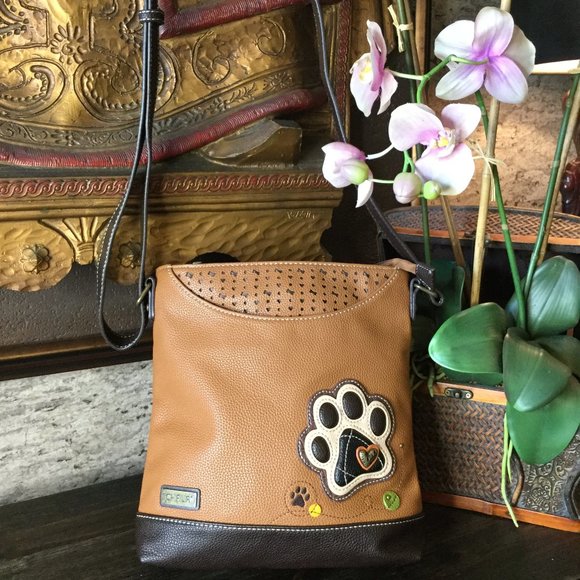 Chala Handbags - Chala brown leather paw print handbag